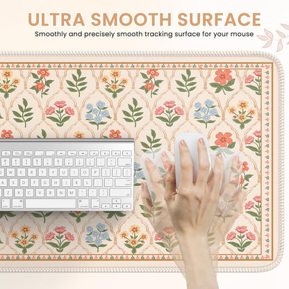 Desk Mat,Mouse Pad for Office Desk,35.4x15.7in,Pink Flowers