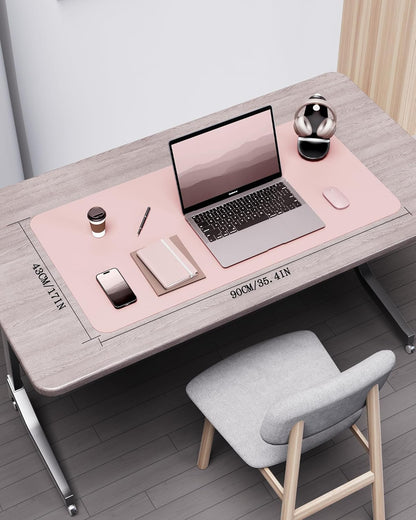 Double-Sided Desk Pad, 31.5"x15.7"Leather Desk Mat, Eco Cork Desk Pad Protector,Large Mouse Pad,Waterproof Desk Blotter for Office/Home(Coffee)