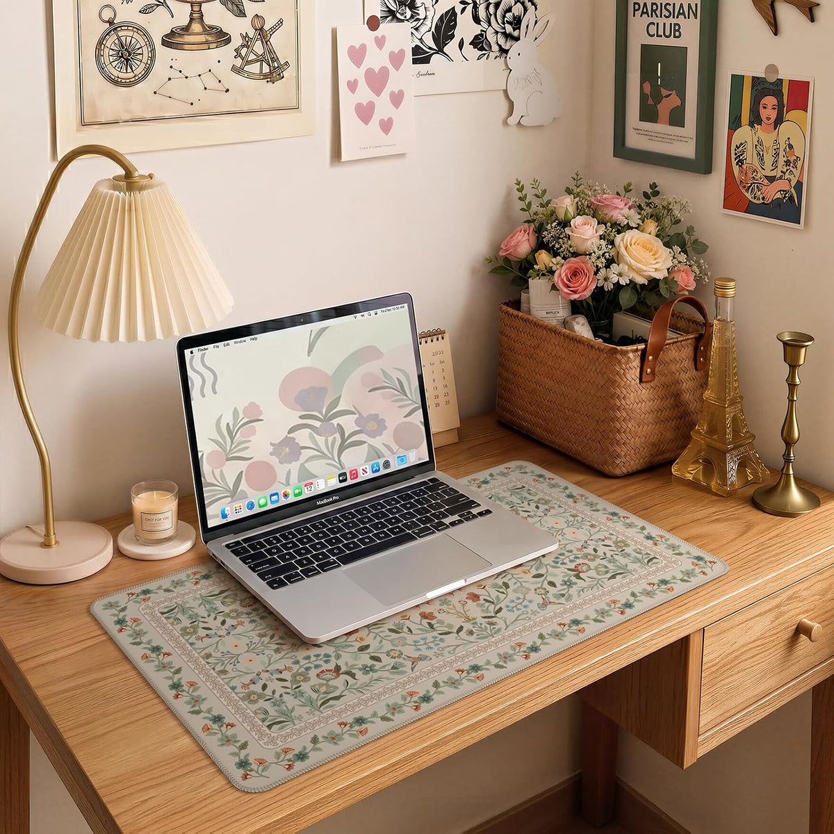 iCasso Desk Mat for Keyboard and Mouse, Large Mouse Pad, Desk Pad Mat, Anti-Slip Big Mousepad with Stitched Edges for Computer Desktop(Deep Green)