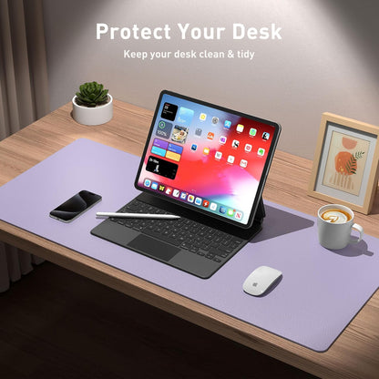 Aothia Leather Office Desk Pad Protector, Non-Slip PU Leather Desk Blotter, Waterproof Laptop Writing Mouse Pad for Office and Home, Black, 31.5" x 15.7" - Colors B