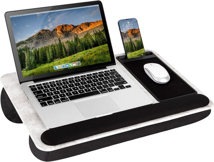 LAPGEAR Home Office Pro Lap Desk with Wrist Rest, Mouse Pad, and Phone Holder - Black Carbon - Fits up to 15.6 Inch Laptops - Style No. 91598