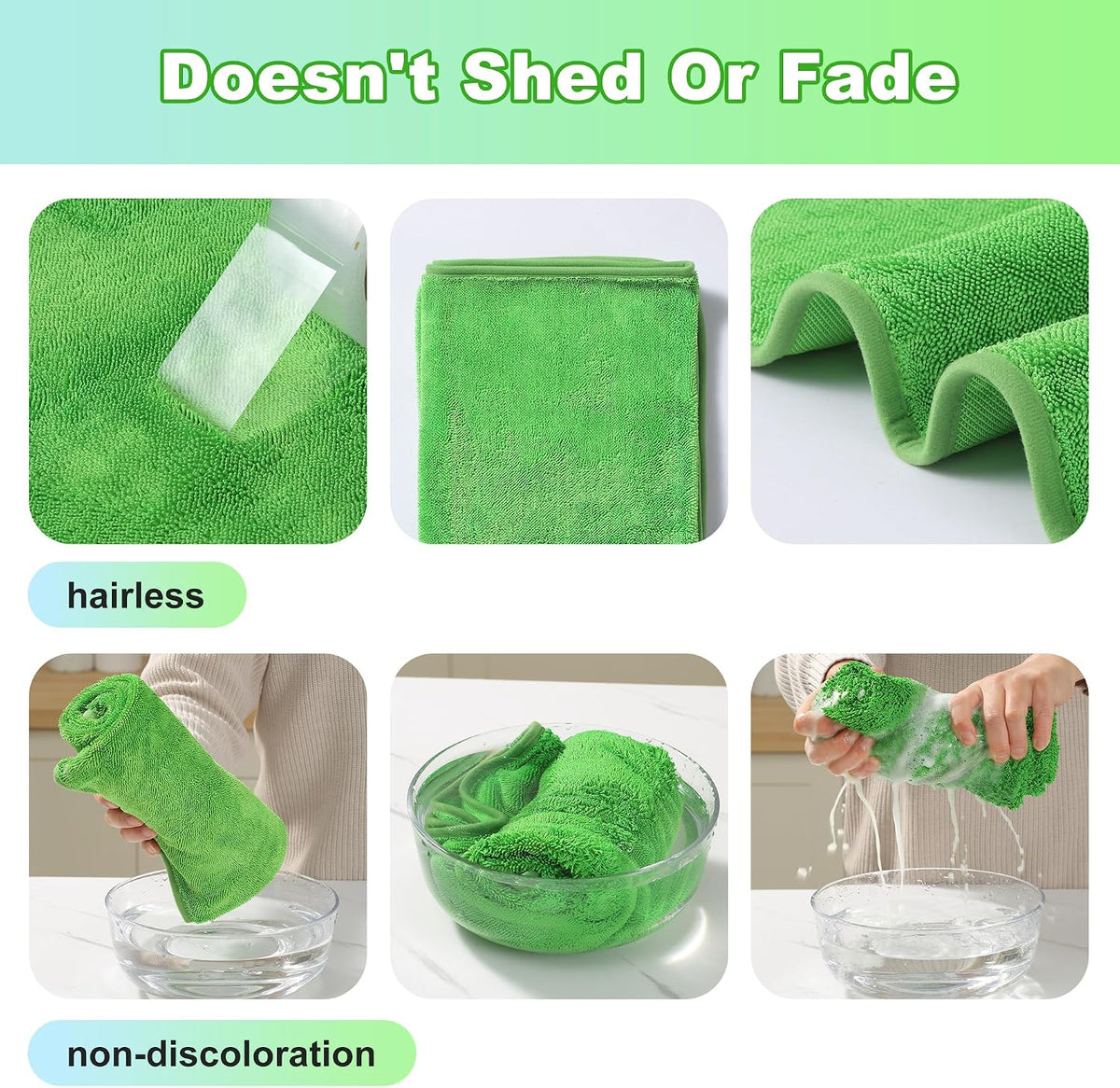 18 Pack Microfiber Cleaning Cloth, Kitchen Towels for Dish Drying Washing, Absorbent Streak Free Lint Free Rags for Cleaning, Reusable and Washable Towels - 10" x 10"