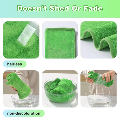 18 Pack Microfiber Cleaning Cloth, Kitchen Towels for Dish Drying Washing, Absorbent Streak Free Lint Free Rags for Cleaning, Reusable and Washable Towels - 10" x 10"
