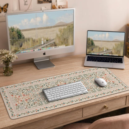 iCasso Desk Mat for Keyboard and Mouse, Large Mouse Pad, Desk Pad Mat, Anti-Slip Big Mousepad with Stitched Edges for Computer Desktop(Deep Green)