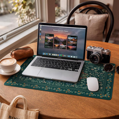 iCasso Desk Mat for Keyboard and Mouse, Large Mouse Pad, Desk Pad Mat, Anti-Slip Big Mousepad with Stitched Edges for Computer Desktop(Deep Green)
