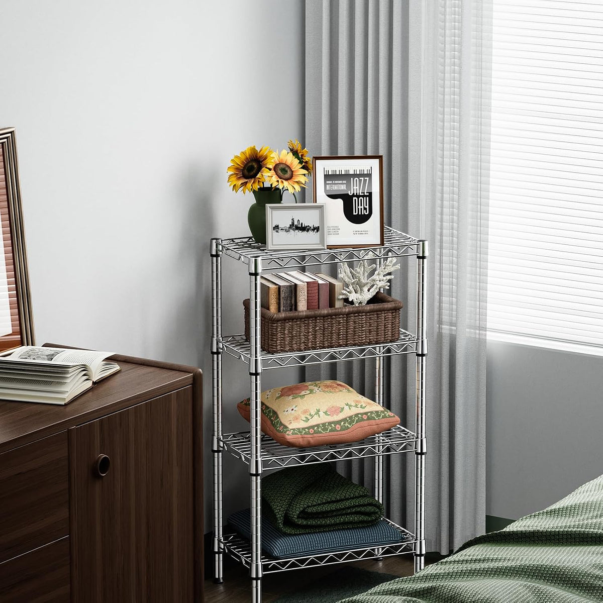 M MZG 450 lbs Steel Storage Shelving 3-Tier Utility Shelving Unit Steel Organizer Wire Rack for Home,Kitchen,Office (11.8" D x 17.7" W x 26.3" H) - Colors B