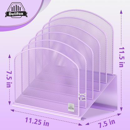 Delifox Inclined Desk File Organizer,Vertical File Folder Holder Stand Metal Rack File Sorter for Office Classroom Desktop Organization