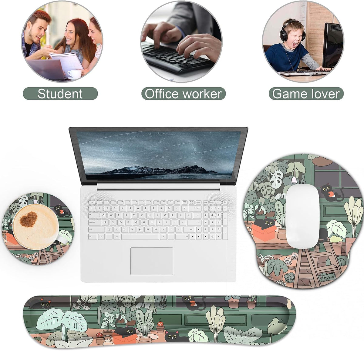 Ergonomic Mouse Pad with Wrist Rest and Keyboard Wrist Rest, Mousepad