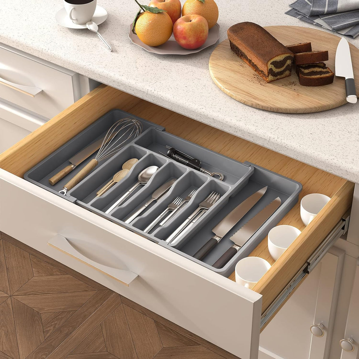 Expandable Silverware Drawer Organizer, Kitchen Utensil Tray