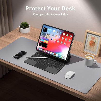 Aothia Leather Office Desk Pad Protector, Non-Slip PU Leather Desk Blotter, Waterproof Laptop Writing Mouse Pad for Office and Home, Black, 31.5" x 15.7" - Colors A