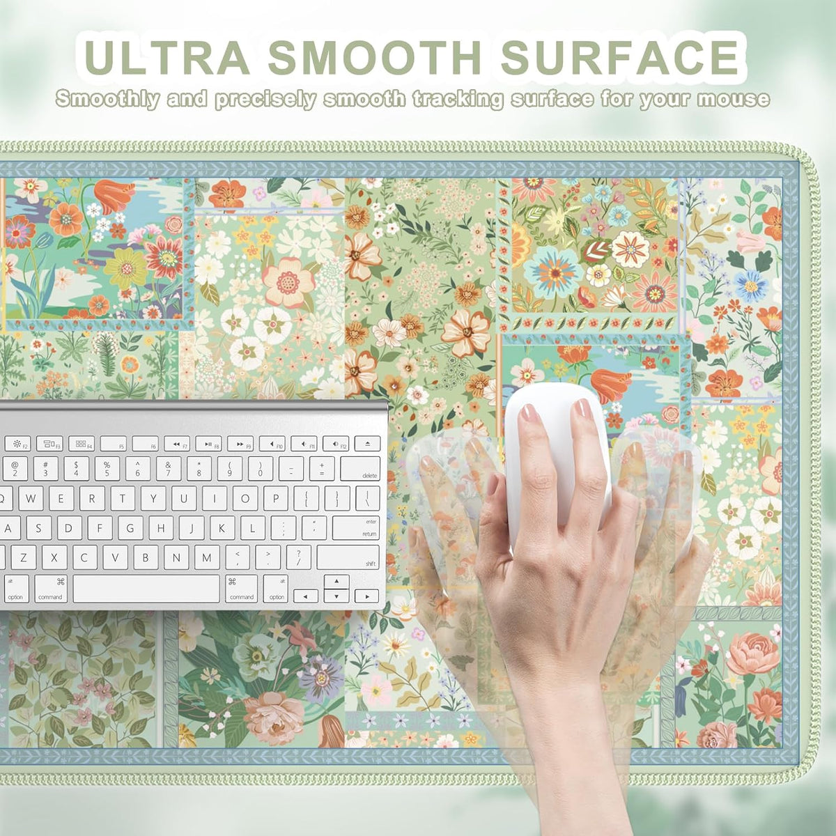 Desk Mat,Mouse Pad for Office Desk,35.4x15.7in,Pink Flowers