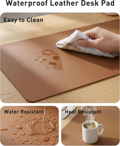 Aothia Leather Office Desk Pad Protector, Non-Slip PU Leather Desk Blotter, Waterproof Laptop Writing Mouse Pad for Office and Home, Black, 31.5" x 15.7" - Colors A