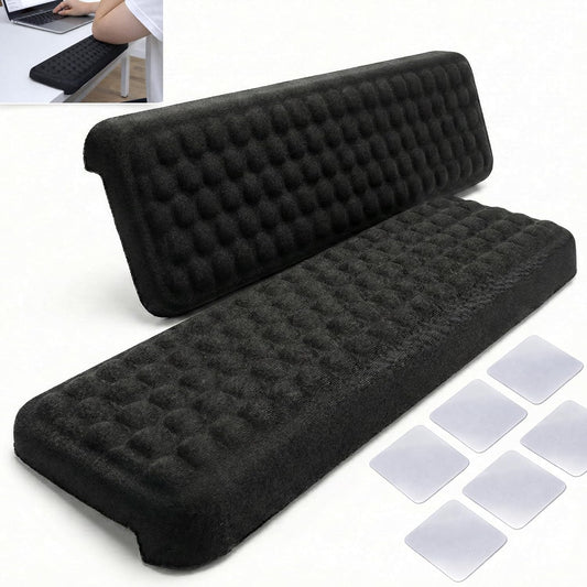 WESTERN COMFORT L-Shaped Desk Edge Cushions (2 Pack) for Elbow & Wrist Relief – Ergonomic Non-Slip Memory Foam Office Desk Arm Rest Pad for Gaming & Work Comfort – Breathable Lycra with Massage Dots