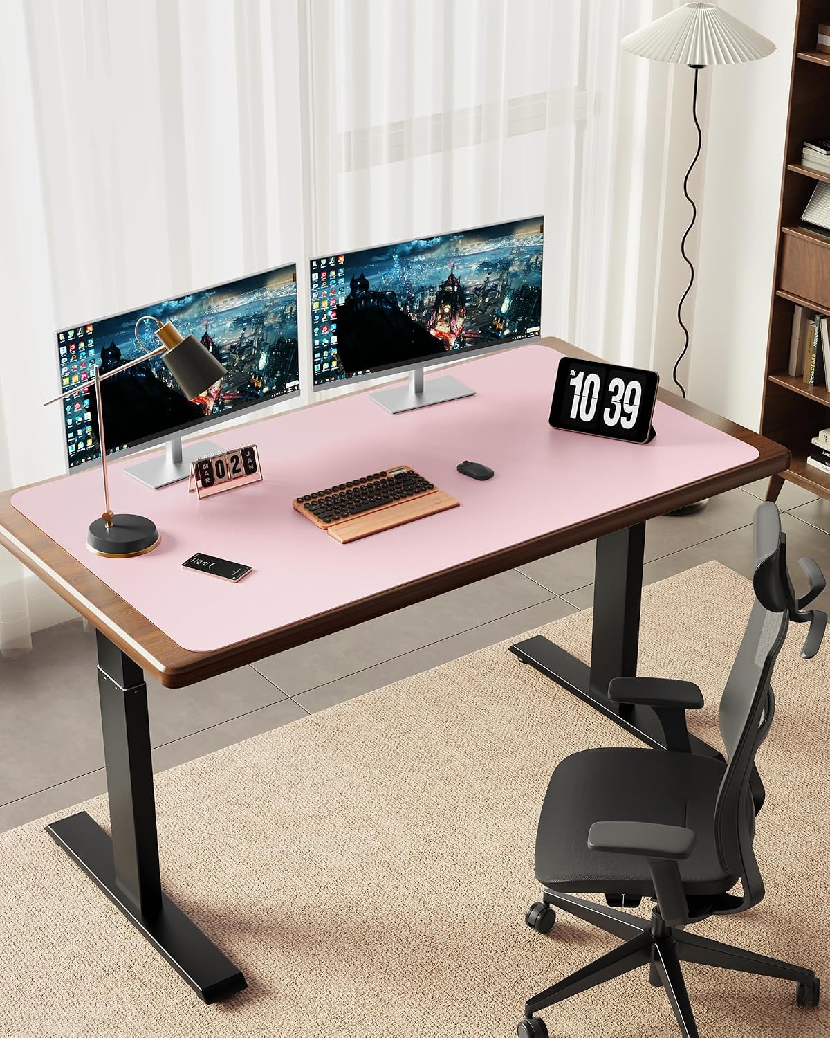 35.4" x 17" Large PU Leather Desk Mat for Keyboard and Mouse - Waterproof Non-Slip Desk Pad Protector for Office, Home, Writing Desk, Black