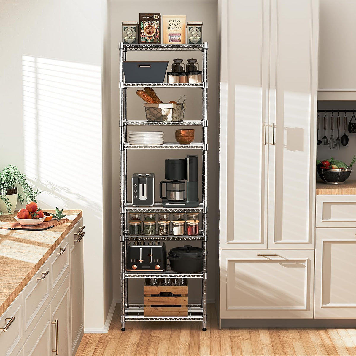 M MZG 450 lbs Steel Storage Shelving 3-Tier Utility Shelving Unit Steel Organizer Wire Rack for Home,Kitchen,Office (11.8" D x 17.7" W x 26.3" H) - Colors A