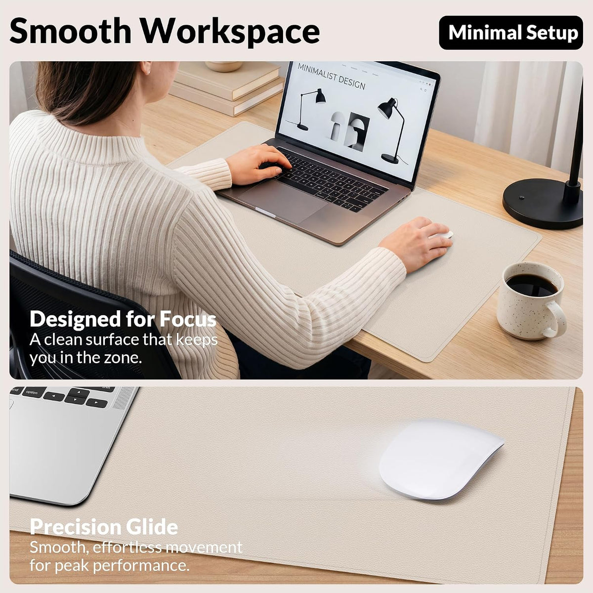 Large Desk Mat, 47" x 17", Black