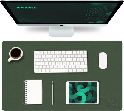 K KNODEL Large Office Leather Desk Mat, Mouse and Keyboard Pad, Computer and Laptop Mat, Desktop Protector and Cover, Writing Pad and Blotter (31.5"x15.7", Black)