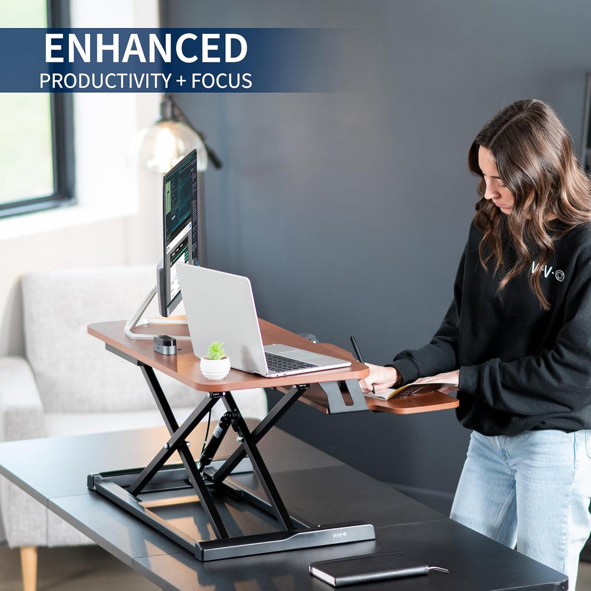 Black 32 in Standing Desk Converter, DESK-V000K