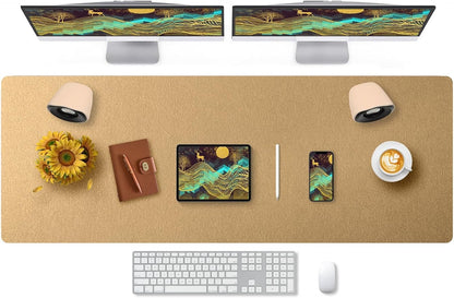 Bloss Leather Desk Pad and Keyboard Wrist Rest, Large Mouse Pad + Keyboard Pad+Mouse Wrist Support, Non-Slip Desk Mat Protector for Office, Home(31.5×15.7 Inches,Beige) - Colors A