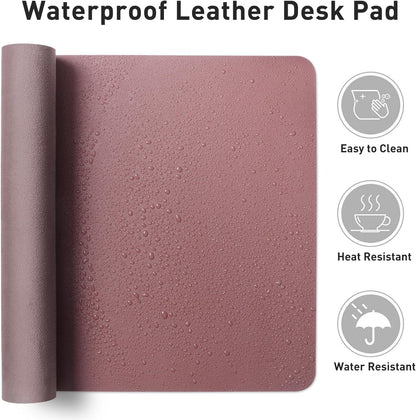 Aothia Leather Office Desk Pad Protector, Non-Slip PU Leather Desk Blotter, Waterproof Laptop Writing Mouse Pad for Office and Home, Black, 31.5" x 15.7" - Colors A