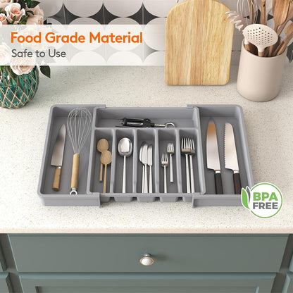Expandable Silverware Drawer Organizer, Kitchen Utensil Tray