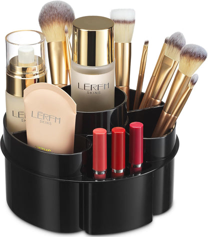 Masirs 360 Rotating Makeup Organizer Countertop - Adjustable Shelf Height - The Perfect Round Spinning Cosmetic Organizer for Bedroom Dresser or Vanity Countertop Storage (Clear)