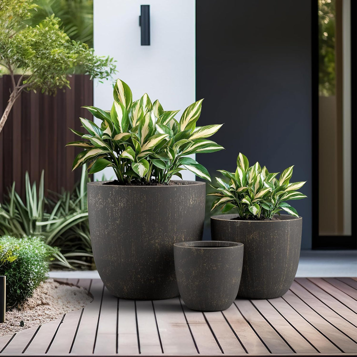 Kante 8.9" H x 10" W Small Concrete Planter, Compact Desktop Plant Pot with Drainage Hole & Rubber Plug – Lightweight Breathable Cement Container for Succulents, Cactus, Herbs, Indoor Outdoor, Gift