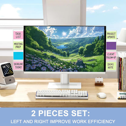 2PCS Computer Monitor Memo Board, 11" x 3.1"Clear Acrylic Office Desk Accessories, Computer Monitor Side Note Holder, Message Board for Sticky Notes, Reminders & Memos