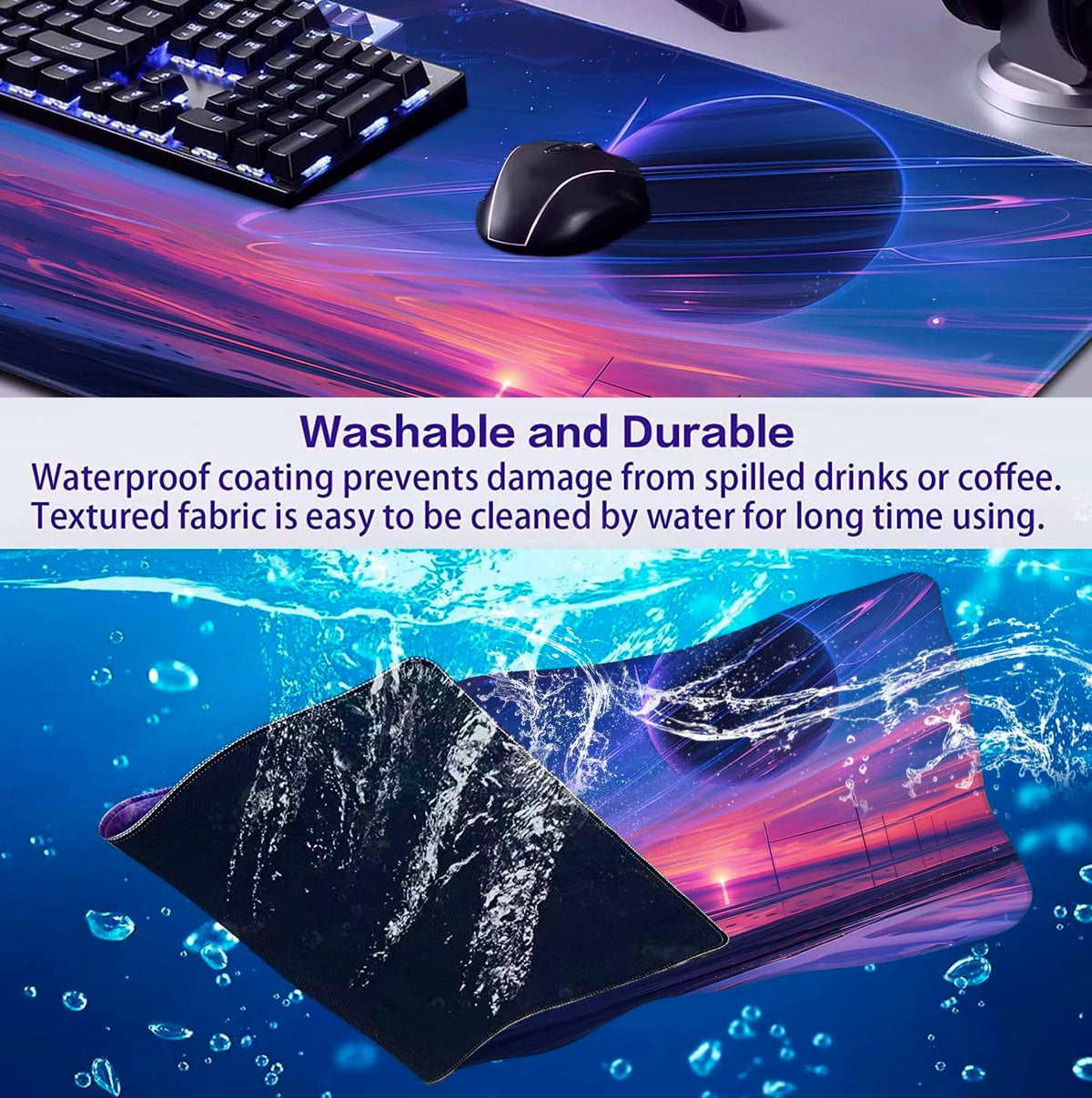 Retro American Flag XL Gaming Mouse Pad with Stitching Edge Laptop Desk Mat