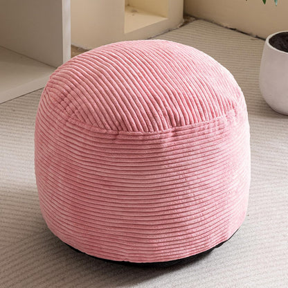 Round Stuffed Pouf Ottoman, Corduroy Poufs with Foam Chunk Filling, Furry and Fluffy Pouf Foot Stool Storage Ottoman, 20 X 15 Floor Poufs Foot Rest for Living Room, Dark Grey
