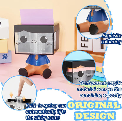 Pop-up Notes Dispenser for Desk, Idea Boy Sticky Note Holder for Office School, Cute Office Supplies, 3x3 in, Magnetic Design, White, 1 Pack