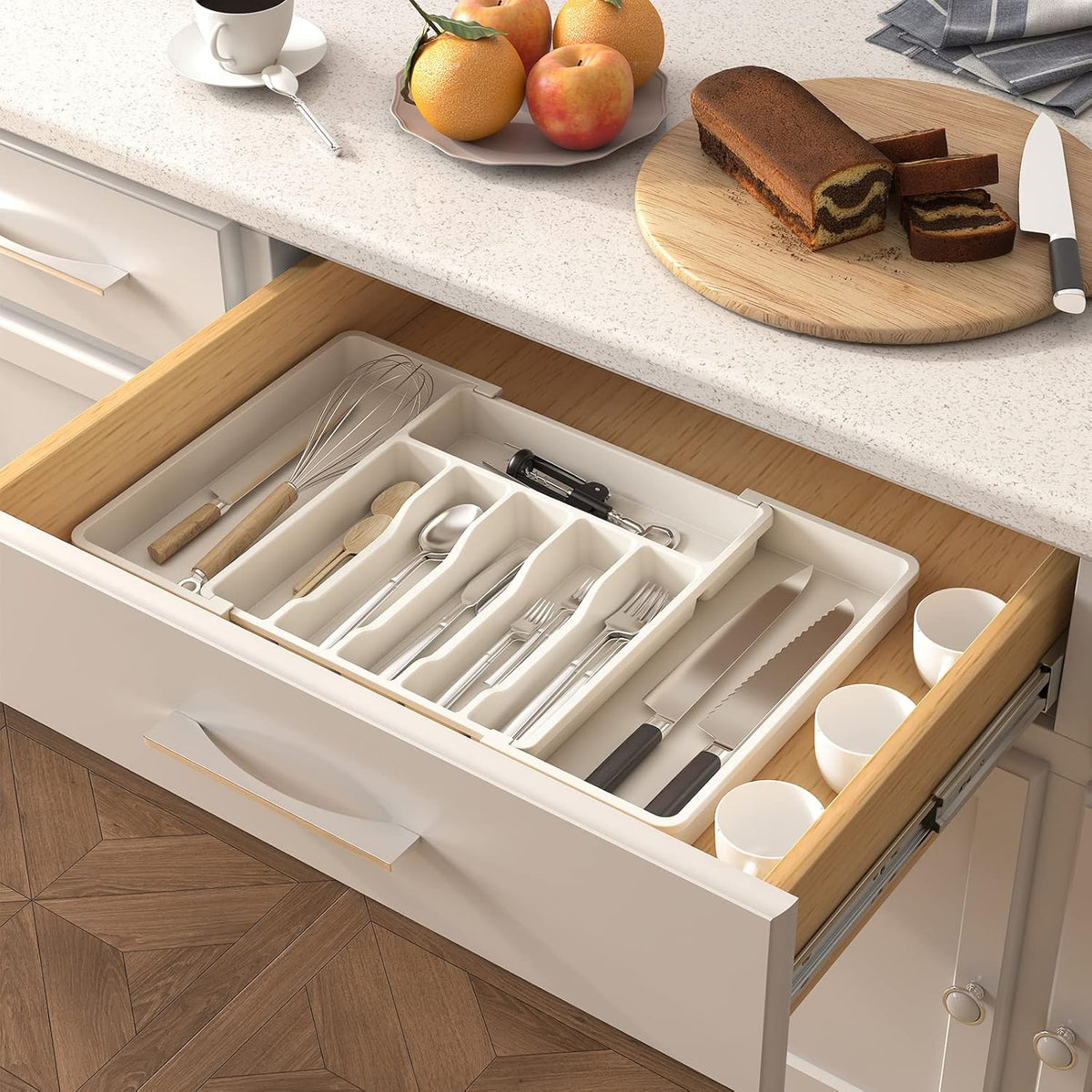Expandable Silverware Drawer Organizer, Kitchen Utensil Tray
