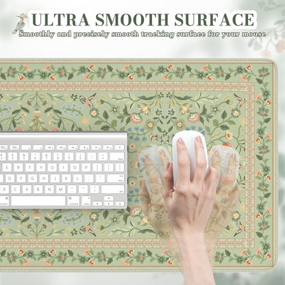 iCasso Desk Mat for Keyboard and Mouse, Large Mouse Pad, Desk Pad Mat, Anti-Slip Big Mousepad with Stitched Edges for Computer Desktop(Deep Green)