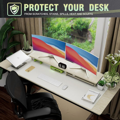 K KNODEL Large Office Leather Desk Mat, Mouse and Keyboard Pad, Computer and Laptop Mat, Desktop Protector and Cover, Writing Pad and Blotter (31.5"x15.7", Black)
