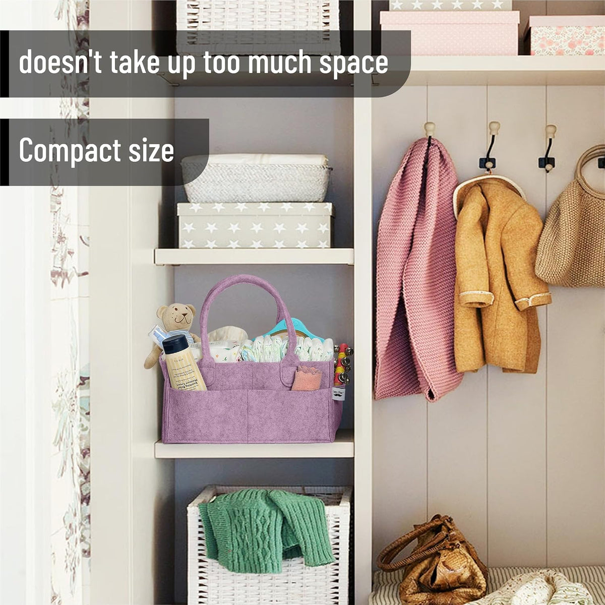 Baby Diaper Caddy Organizer, Gray, Medium