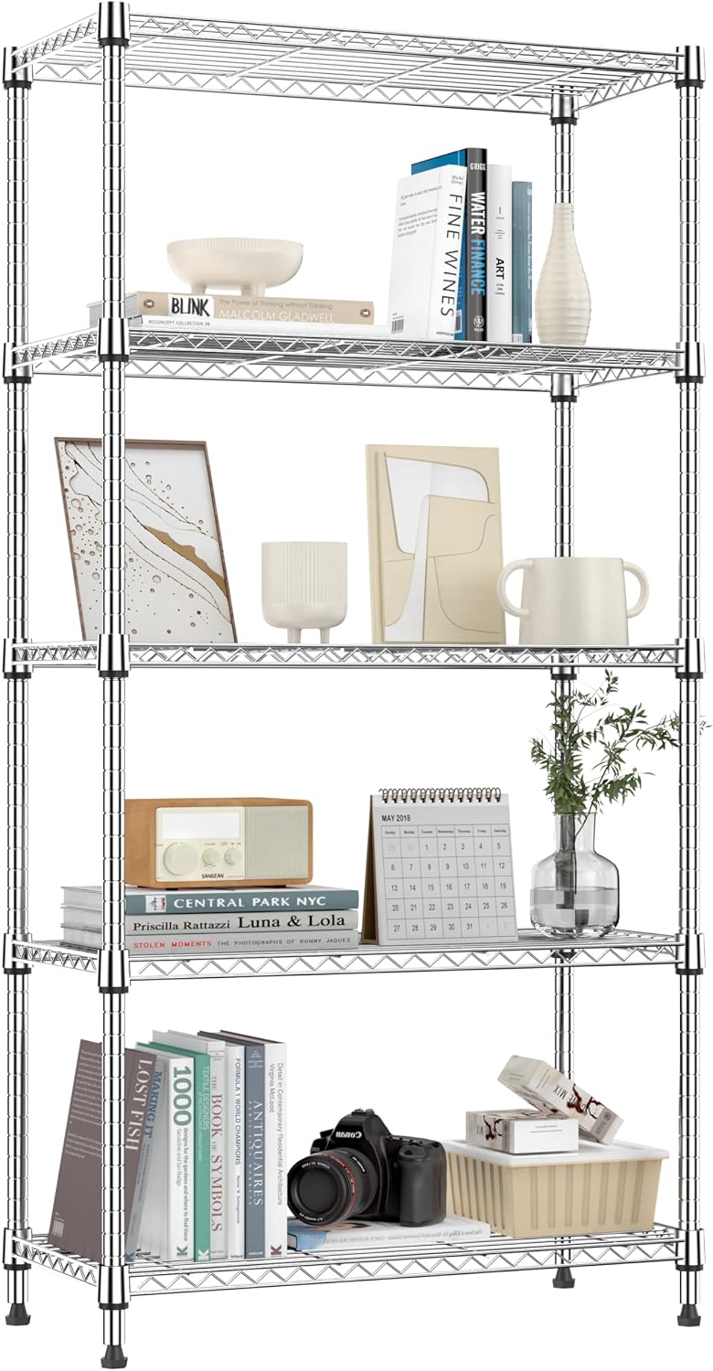 M MZG 450 lbs Steel Storage Shelving 3-Tier Utility Shelving Unit Steel Organizer Wire Rack for Home,Kitchen,Office (11.8" D x 17.7" W x 26.3" H) - Colors B