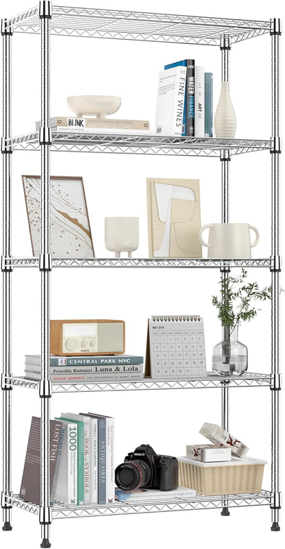 M MZG 450 lbs Steel Storage Shelving 3-Tier Utility Shelving Unit Steel Organizer Wire Rack for Home,Kitchen,Office (11.8" D x 17.7" W x 26.3" H) - Colors B