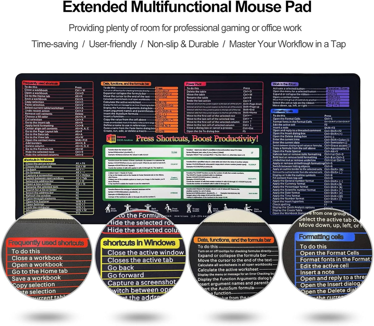 XXL Professional Large Mouse Pad & Computer Game Mouse Mat (35.4x15.7x0.1IN, Map) (90 * 40 Map)