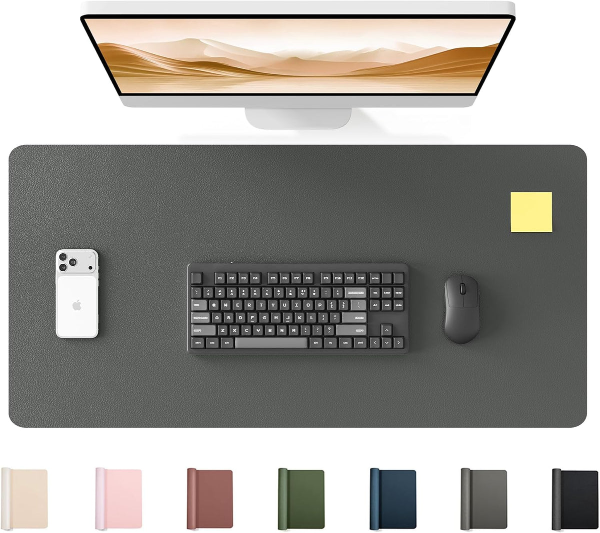 35.4" x 17" Large PU Leather Desk Mat for Keyboard and Mouse - Waterproof Non-Slip Desk Pad Protector for Office, Home, Writing Desk, Black