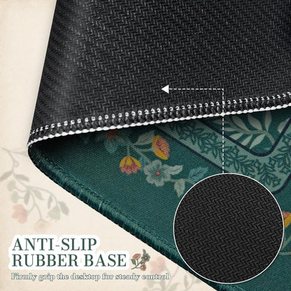iCasso Desk Mat for Keyboard and Mouse, Large Mouse Pad, Desk Pad Mat, Anti-Slip Big Mousepad with Stitched Edges for Computer Desktop(Deep Green)