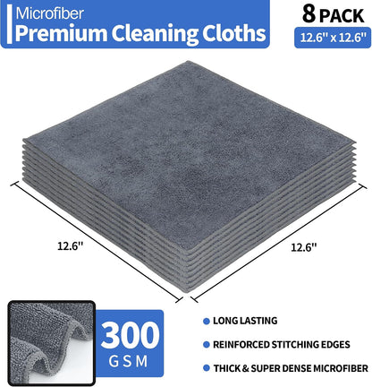 Microfiber Cleaning Cloth, Cleaning Rags Microfiber Towel Bulk Absorbent Lint-Free Wash Cloths, All-Purpose Shop Towels for Cars, Automotive, Garage, Home & Kitchen 11.5"*11.5"