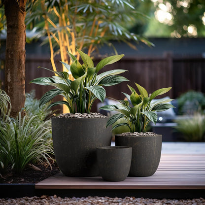 Kante 8.9" H x 10" W Small Concrete Planter, Compact Desktop Plant Pot with Drainage Hole & Rubber Plug – Lightweight Breathable Cement Container for Succulents, Cactus, Herbs, Indoor Outdoor, Gift