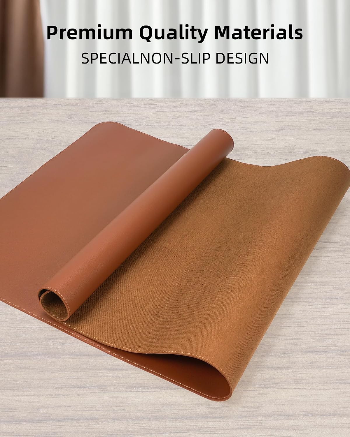AFIING Large Desk Mat 55" x 24" - PU Leather Desk Pad Protector, Waterproof Non-Slip Extended Mouse Pad for Office Desk, Keyboard, Laptop and Home Workspace (Black)