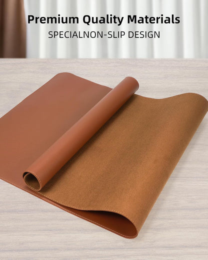 AFIING Large Desk Mat 55" x 24" - PU Leather Desk Pad Protector, Waterproof Non-Slip Extended Mouse Pad for Office Desk, Keyboard, Laptop and Home Workspace (Black)