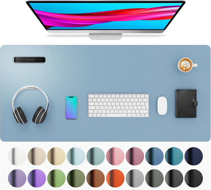 Aothia Leather Office Desk Pad Protector, Non-Slip PU Leather Desk Blotter, Waterproof Laptop Writing Mouse Pad for Office and Home, Black, 31.5" x 15.7" - Colors A
