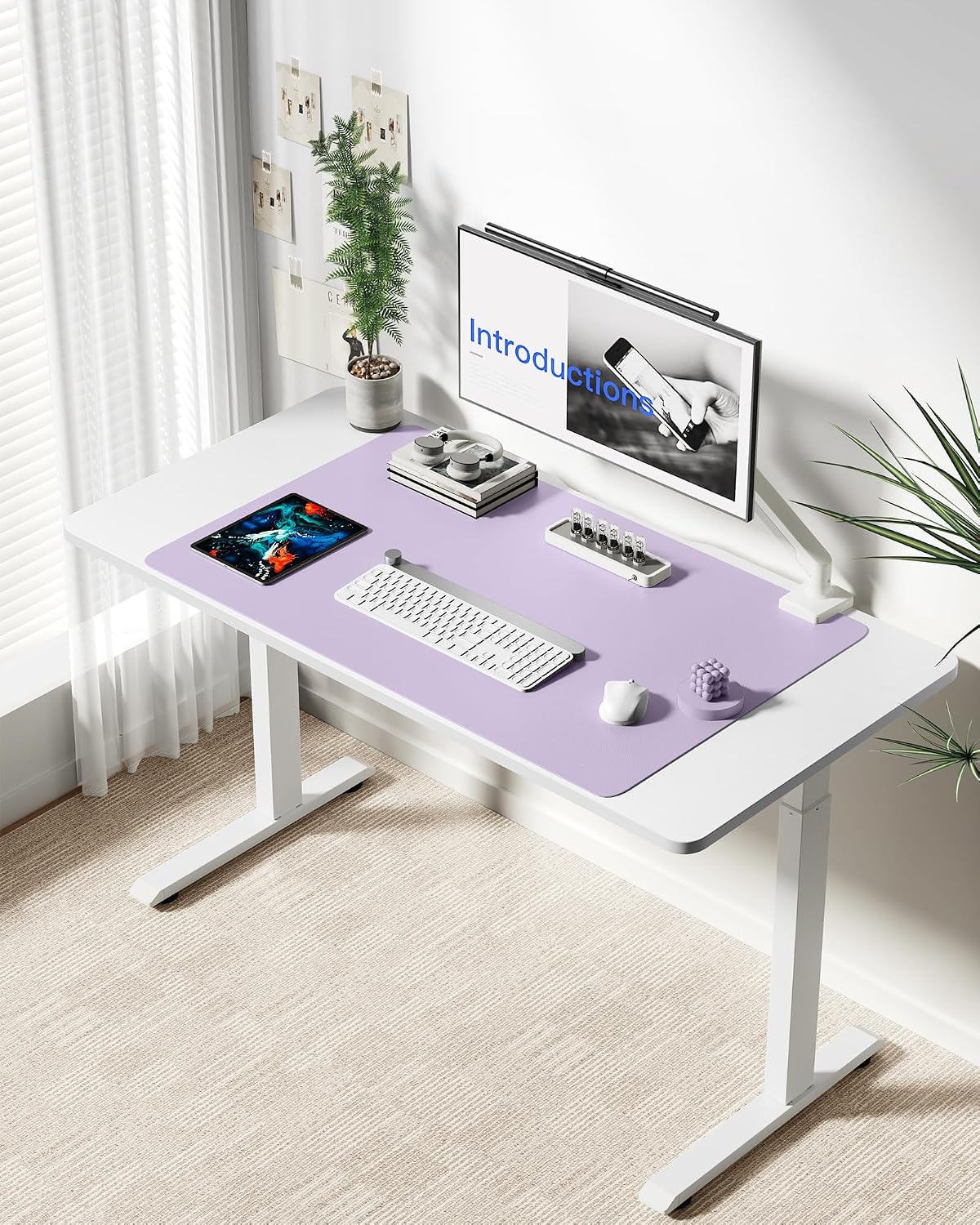 YSAGi Leather Desk Pad Protector, Large Mouse Pad, Non-Slip PU Leather Desk Blotter, Waterproof Writing Pad for Office and Home (31.5" x 15.8", Eggshell) - Colors B