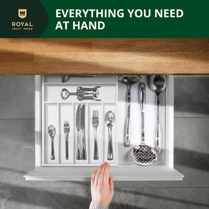 ROYAL CRAFT WOOD Luxury Bamboo Kitchen Drawer Organizer - Silverware Organizer, Utensil Holder & Cutlery Tray Drawer Dividers for Flatware (9 Slot, Natural)