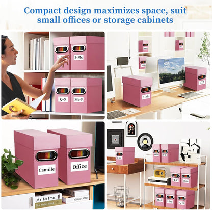 File Organizer Box with Lid & Handle, Thickened Cardboard Hanging File Folder Storage Boxes for Letter Size, Portable Filing Organizer for Office, Home, Classroom, Black