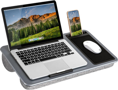 LAPGEAR Home Office Pro Lap Desk with Wrist Rest, Mouse Pad, and Phone Holder - Black Carbon - Fits up to 15.6 Inch Laptops - Style No. 91598