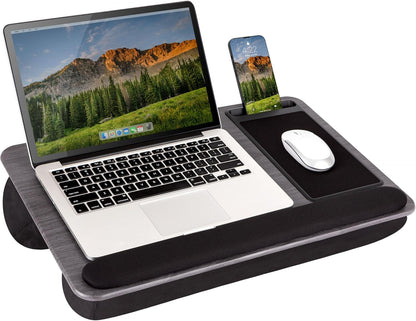 LAPGEAR Home Office Pro Lap Desk with Wrist Rest, Mouse Pad, and Phone Holder - Black Carbon - Fits up to 15.6 Inch Laptops - Style No. 91598
